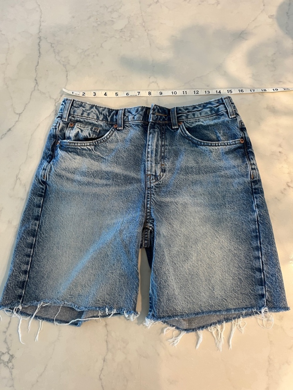 BDG Light Blue High-Rise Cutoff Jean Shorts